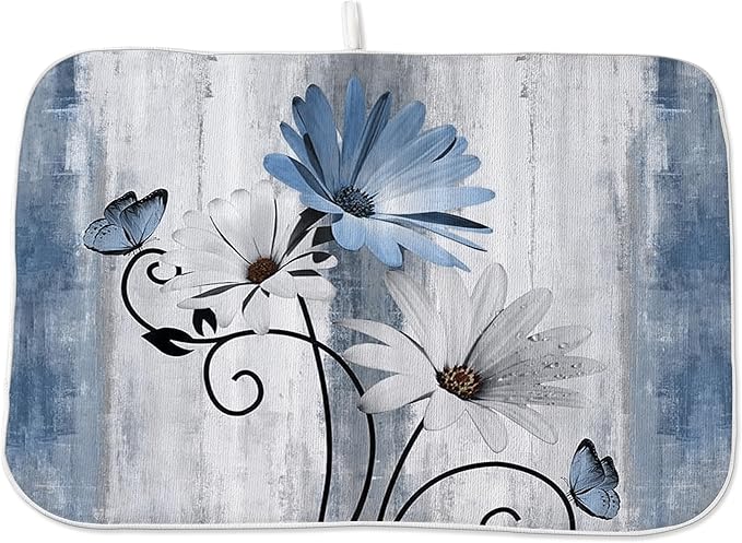 Floral Dish Drying Mat 18x24 Inches