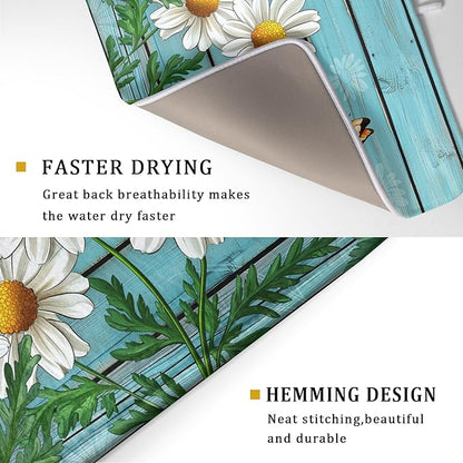 Spring Summer Daisy Flowers Dish Drying Mat