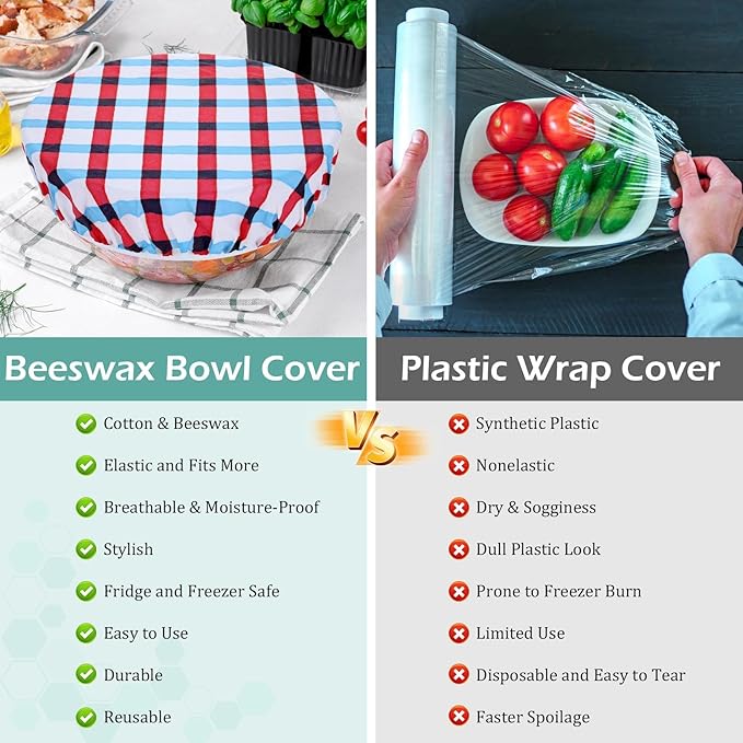 5-Size Reusable Beeswax Bowl Covers