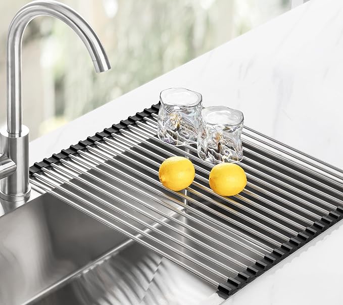 Tomorotec 17.7" x 15.5" Roll Up Dish Drying Rack Over Sink Drying Rack Sink