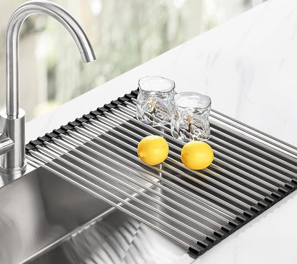 Tomorotec 17.7" x 15.5" Roll Up Dish Drying Rack Over Sink Drying Rack Sink