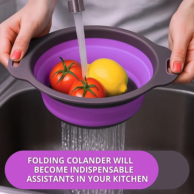 Purple Foldable Food Strainer for Kitchen