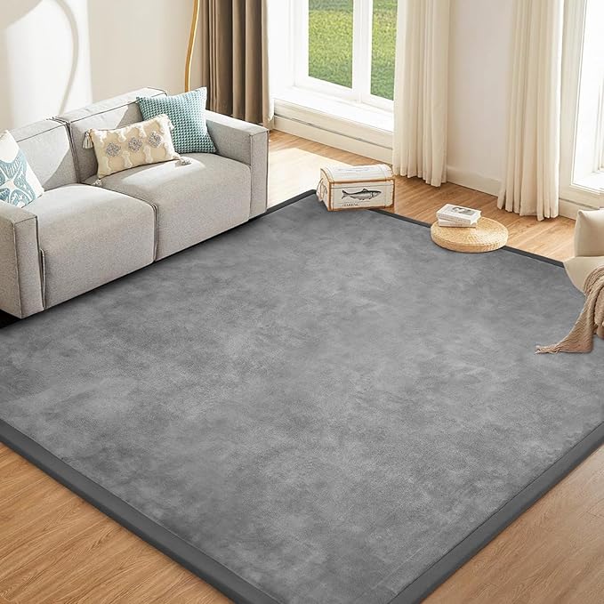Baby Play Mat 1.2" Thick Memory Foam Nursery Rug Area Rug, 9’2” X 6’7” Yoga Mat Playmat Crawling Mat for Baby,Toddlers, Infants, Kids,Floor Mat Tatami Mat for Living Room with Non-Slip(Grey)