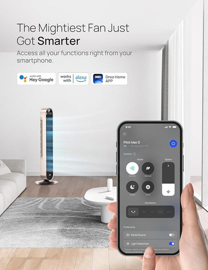 Dreo Smart Tower Fan Voice Control, 120° Oscillating Fan Works