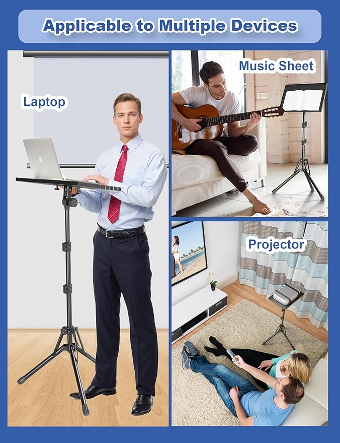 Projector Stand Tripod, Adjustable Height 26 to 56 Inch Laptop Tripod, Laptop