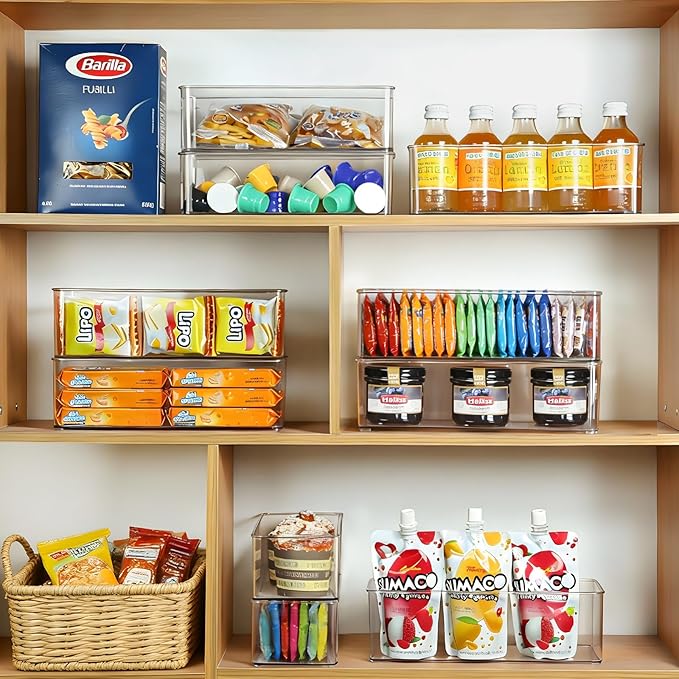 Hudgan 8 Pack Clear Plastic Drawer Organizers Set, Stackable Deep Drawer