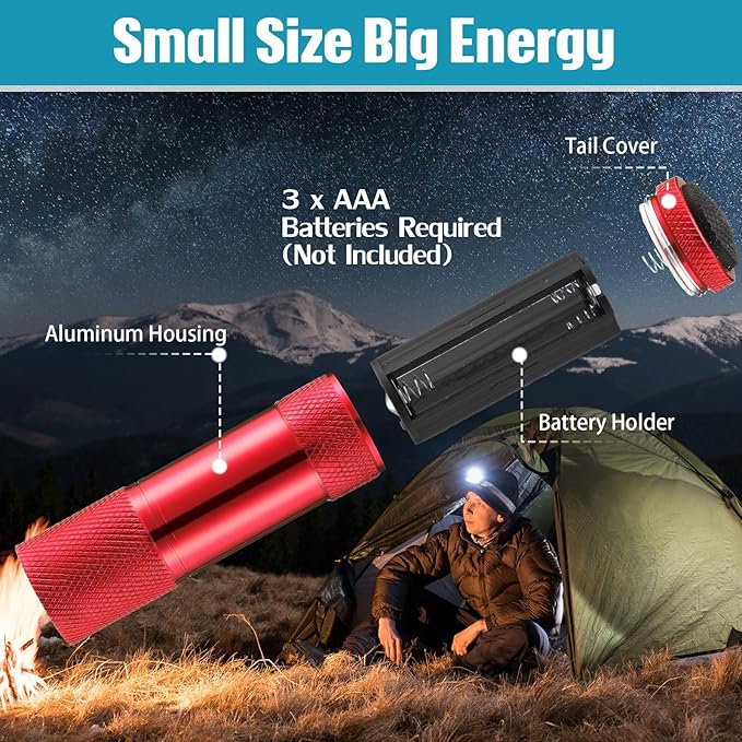 VIHOSE 20 Pcs Mini Flashlights Bulk, Bright Aluminum Handheld Flash Light with Lanyard Small LED Flashlights for Night Reading Emergency Hurricane Camping Hiking, Batteries Not Included(Cute)