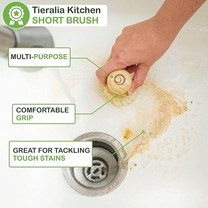 Tieralia Bamboo Dish Brush Gift Set – 5-Piece Kitchen Cleaning Set