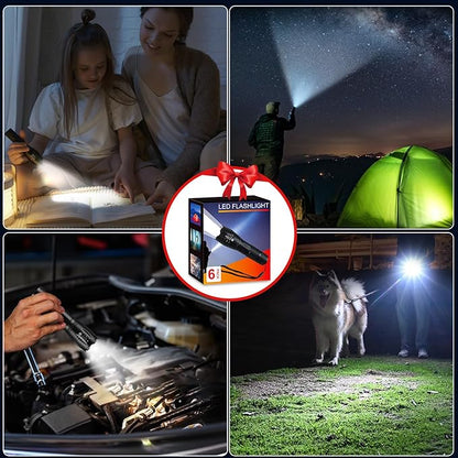 6Pack LED Flashlights High Lumens, 5Mode Tactical Flashlight for Home, Small Flashlights Powerful, Pocket Flashlight Bright, Adjustable Torch Light, Mini Flash Light for Emergencies Camping Outdoor