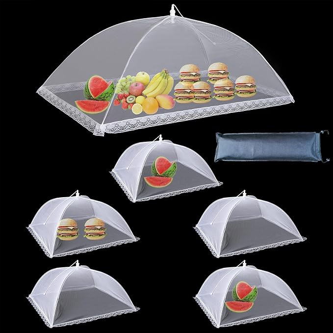 Mesh Food Covers for Outdoors, 1 Pack 40"X24" Extra Large Food Net + 5 Pack