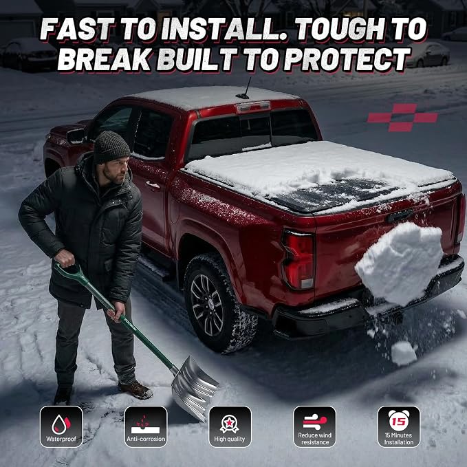 BDFHYK Hard Tri Fold Tonneau Cover Fits Chevy Silverado 1500 2019-2026 5.8 FT Bed, Crew Cab, Waterproof Low Profile Truck Bed Cover with Anti-Theft Lock, Easy Install for Camping and Work Trucks