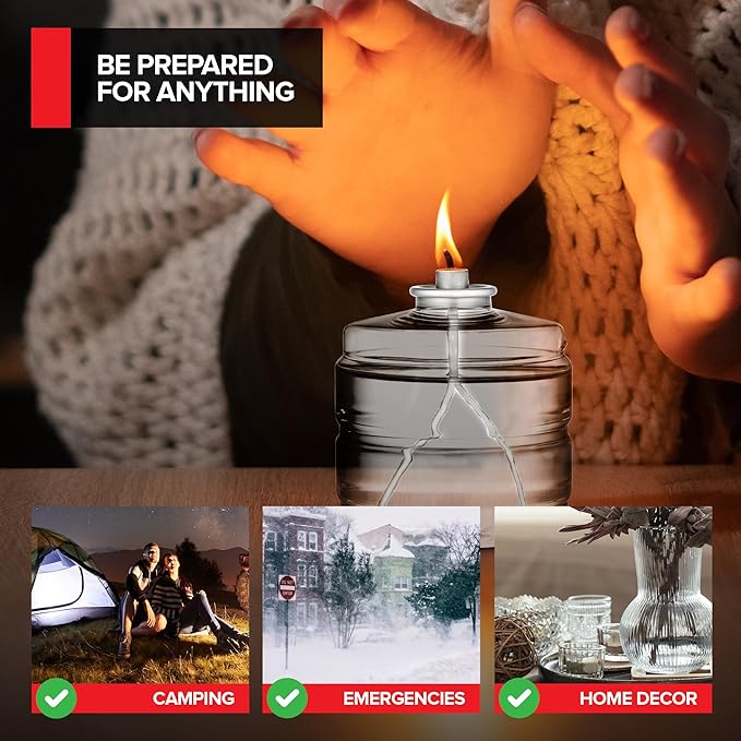 100 Hour Candle Pack of 6, Emergency Candles for Power Outages, Hurricane Storm Survival, and Camping, Liquid Long Burning Candles, Bulk Emergency Candle Supplies