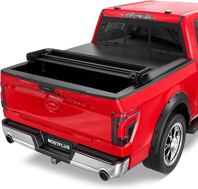 MOSTPLUS 6.5FT Quad 4-Fold Soft Folding Truck Bed Tonneau Cover Compatible for 2015-2025 2026 Ford F150 F-150 Bed Fourth Fold Styleside (78Inch)
