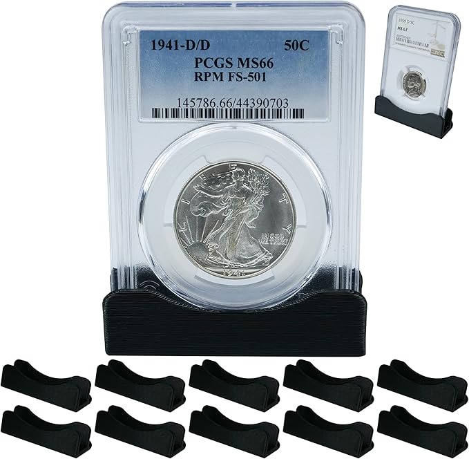 10-Pack Coin Holder Display Stand, PCGS Coin Slab Holder, NGC Coin Display Stand Holders for Coins (Black)