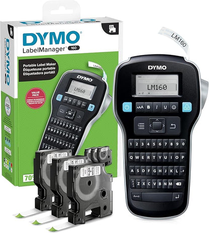 DYMO LabelManager 160 Portable Label Maker Bundle, Easy-to-Use, One-Touch Smart