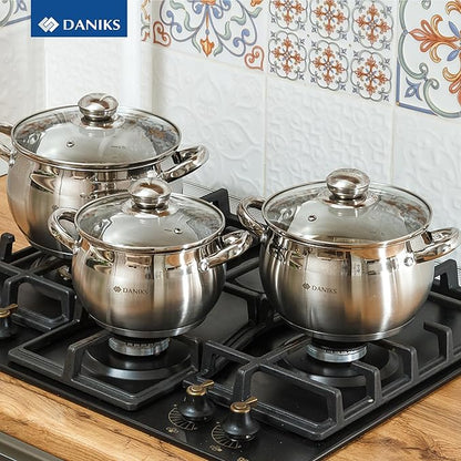 Daniks Classic 6-Piece Stainless Steel Cookware Set