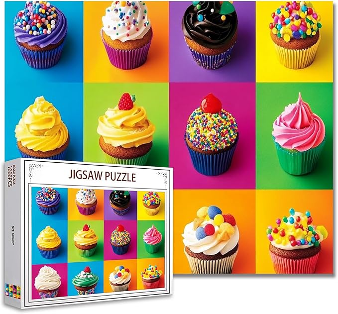 1000 Piece Jigsaw Puzzles for Adults Colorful Cute Cupcakes Jigsaw Puzzle Flower 1000 Pieces Puzzles Game Sweet Donut Dessert Wall Decor DIY Craft Puzzle Different Decorations Cupcakes Art