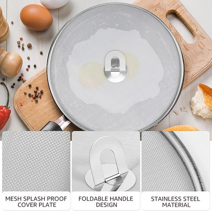 3 Pcs Splatter Guard Stainless Steel Frying Pan Splatter Screen Splash Proof