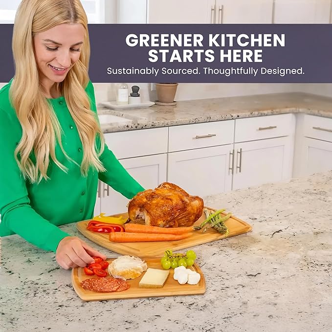 Extra Large Bamboo Cutting Board Set of 2 – Wood Cutting Boards