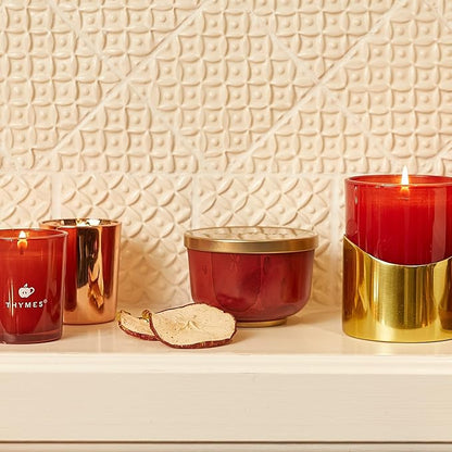 Thymes Scented Candles for Women & Men – Tin with Lid – Luxury Home Decor – Apple Candles with Notes of Crushed Clove, Cardamom, Bourbon & Malted Rum (Simmered Cider, 6.5 oz)