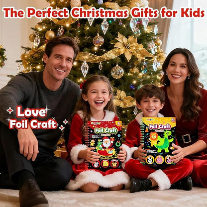 FUNNYB&G Foil Art Craft Activity for Kids - Christmas Crafts Gift Party Favors for Kids Stocking Stuffer Baskets Fillers Gifts Toy for Girls Boys 4 5 6 7 8 9 Years Old(Christmas)