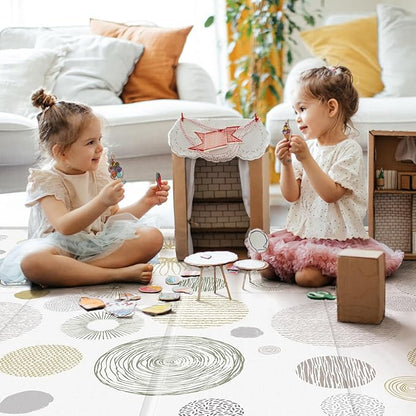 Foldable Baby Play Mat, PIGLOG 0.6 inch Waterproof Playmats for Babies and Toddlers Kids, Safe Foam Playmat for Tummy Time, 50“x50” Playpen Mat, Reversible Portable Baby Floor Mat for Infant, Circle