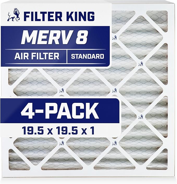 Filter King 19.5x19.5x1 Air Filter | 4-PACK | MERV 8 HVAC Pleated A/C Furnace
