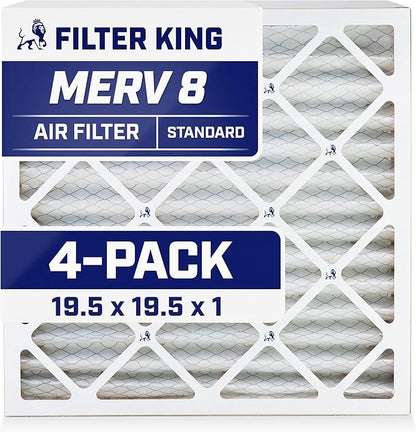 Filter King 19.5x19.5x1 Air Filter | 4-PACK | MERV 8 HVAC Pleated A/C Furnace
