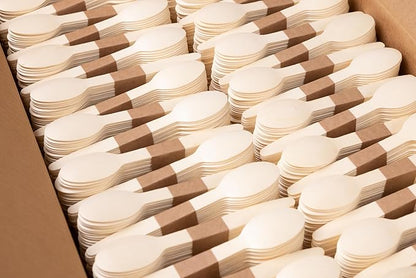 Disposable Wooden Cutlery Set - 100% Home Compostable - 2000 Spoons 6.5", Bamboo Utensils Alternative, Eco-Friendly, Organic, Sustainable and Carbon Neutral Certified
