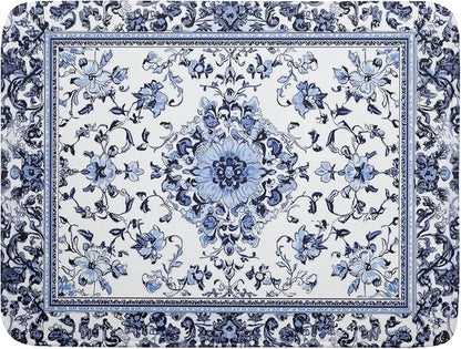 Boho Floral Dish Drying Mat 18x24 Inch Blue Leaves Kitchen Drying Pad