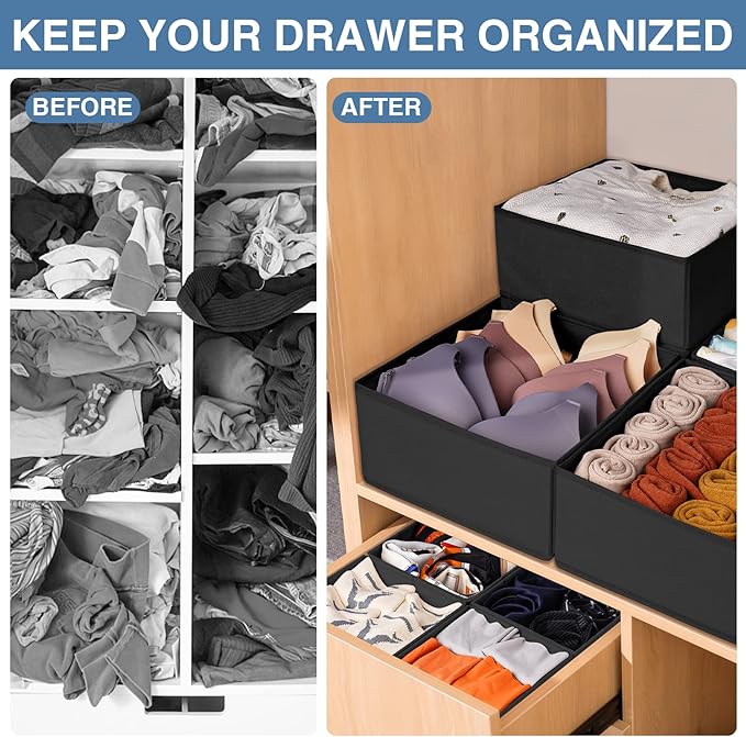 Criusia Drawer Organizer Clothes 12 Pack