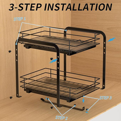 BOIVSHI 2-Tier Spice Rack, Pull Out Spice Racks Organizer