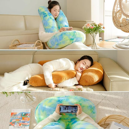 FHSGGP Travel Pillow Car Travel Sleep Support Pillow 2-in-1 Lap Pillow and Car Pillow with Neck and Body Support for Adults and Kids on Long Trips Kids Travel Pillow Pink