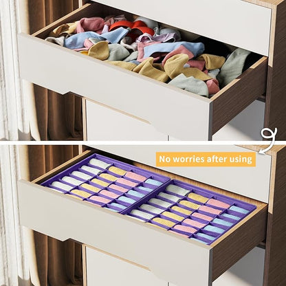 Joyoldelf Sock Drawer Organizer Divider 2 Packs Underwear Organizer, 24 Cell