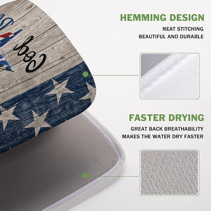 Kawani 4th of July Dish Drying Mat 16x18 Inch Patriotic God Bless America