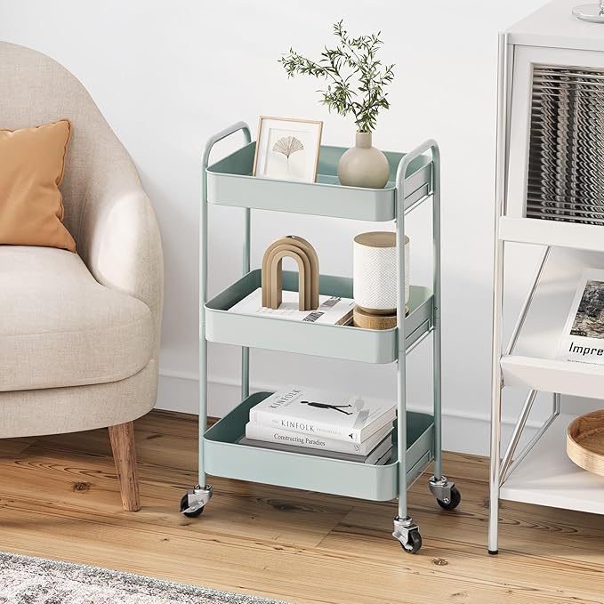 TOOLF 3-Tier Metal Rolling Cart