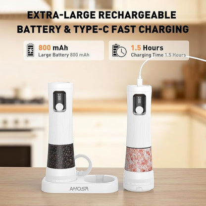 Electric Salt and Pepper Grinder Set, Upgrade 2-Speed Setting, External 5