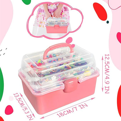 LINAYE 2500+PCS Arts and Crafts Supplies for Kids, DIY Craft Supplies Kit Box for Ages 6-8, Arts and Crafts Kit for Kids, Crafting Supply Set for Girls Boys Birthday Christmas Gifts, Deep Pink