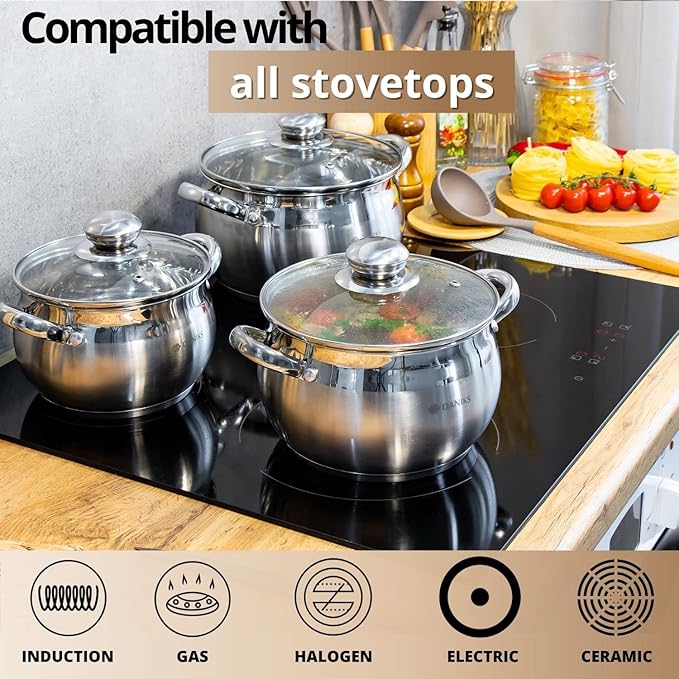 Daniks Classic 3 Quart Stainless Steel Stock Pot