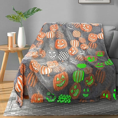 TEHALK Cute Halloween Pumpkin Blanket for Kids/Teens/Women/Men, Spooky Fall Throw Blanket 50"x60"