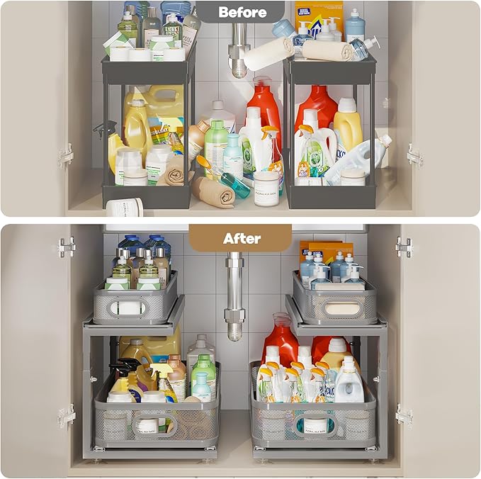 2 Pack 21IN-Depth Under Sink Organizer