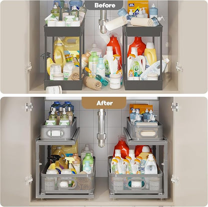 2 Pack 21IN-Depth Under Sink Organizer
