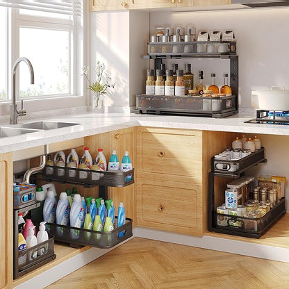 2 Pack 19.3IN-Depth Under Sink Organizer