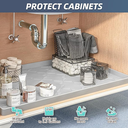 SIKADEER 19" x 19" Under Sink Mat Waterproof, Silicone Mat Kitchen Drawer Shelf