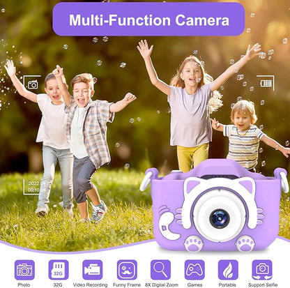 goopow Kids Selfie Camera, Christmas Birthday Gifts for Boys Age 3-9, HD Digital Video Cameras for Toddler, Portable Toy for 3 4 5 6 7 8 Year Old Boy&Girls with 32GB SD Card