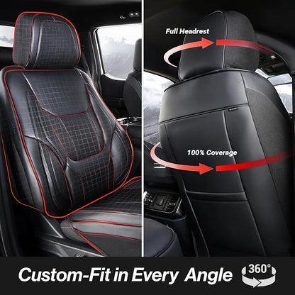 Coverland Custom Fit Car Seat Covers for SUV Compatible with [Sienna, Pacifica, Passport, QX60, Sportage, X1, X2] Premium Waterproof Non-Slip Interior Seat Protector [Front Black - Size Chart A20]