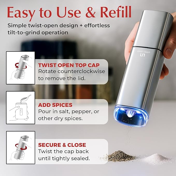 Automatic Salt and Pepper Grinder Set