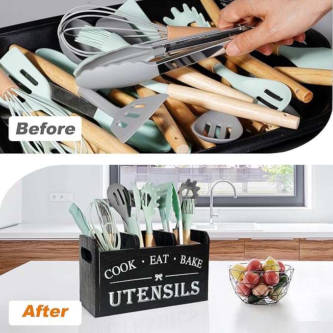 Wooden Kitchen Utensil Holder