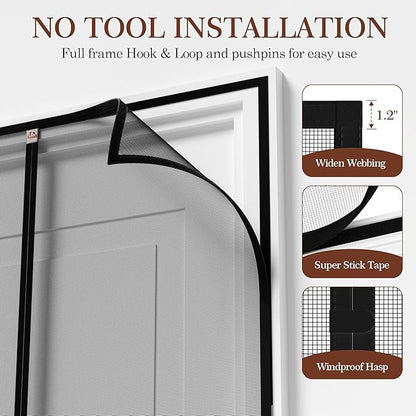 Yotache Magnetic Screen Door Fits Door Size 62 x 82, Screen Size 64" x 83"