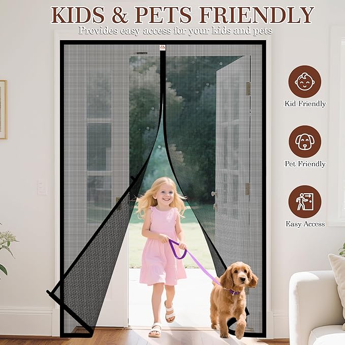 Yotache Magnetic Screen Door Fits Door Size 62 x 82, Screen Size 64" x 83"